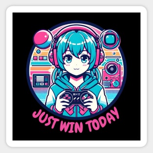 Just win today gamer girl Sticker